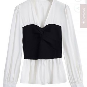Goodnight Macaroon WHITE SHIRT WITH BLACK KNOT